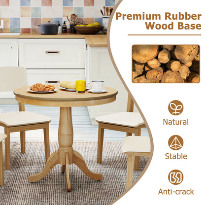 32 Inch Wooden Round Pub Pedestal Side Table-natural, Natural Dining Tables at Gallery Canada
