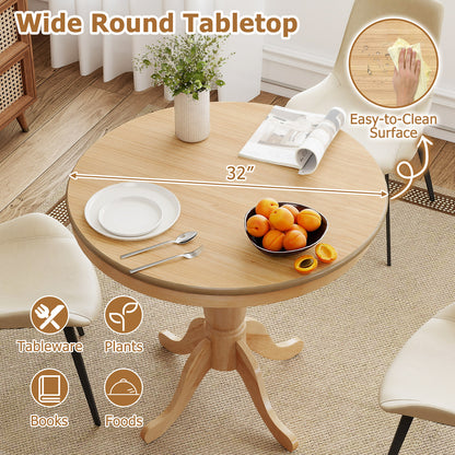 32 Inch Wooden Round Pub Pedestal Side Table-natural, Natural Dining Tables at Gallery Canada