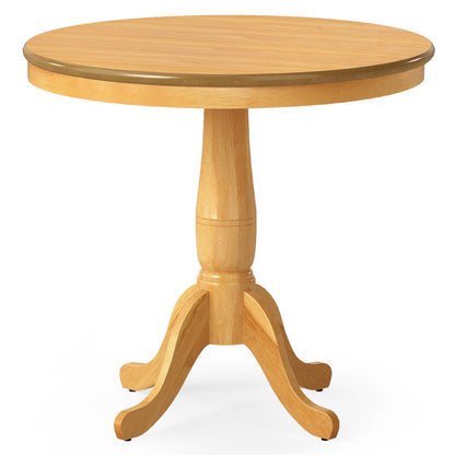 32 Inch Wooden Round Pub Pedestal Side Table, Natural Dining Tables at Gallery Canada