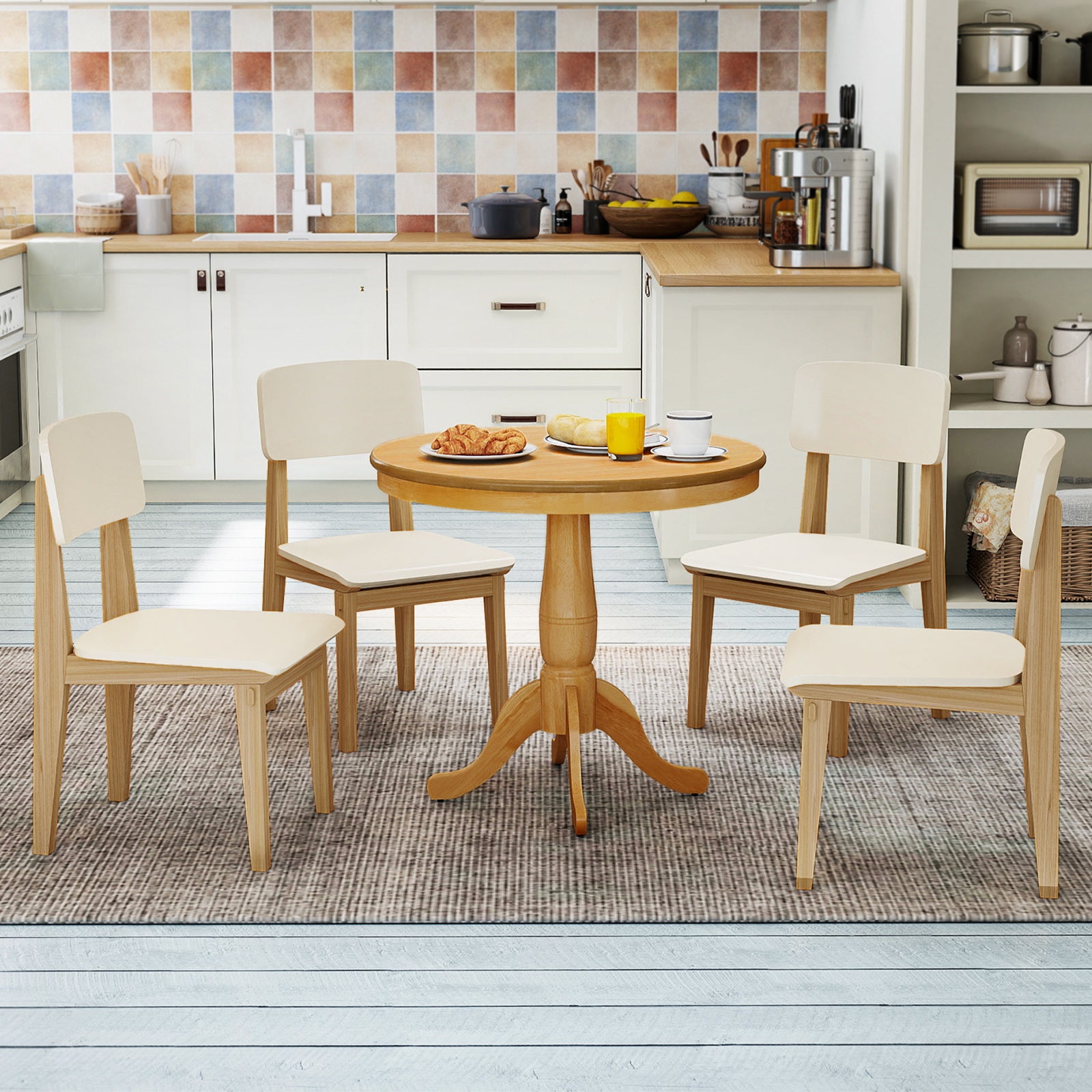 32 Inch Wooden Round Pub Pedestal Side Table, Natural Dining Tables at Gallery Canada