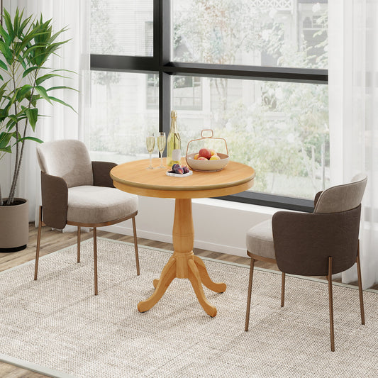 32 Inch Wooden Round Pub Pedestal Side Table, Natural Dining Tables Natural at Gallery Canada