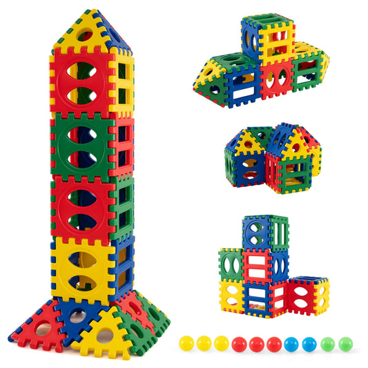 Waffle Block Set 32-Piece with 10 Ocean Balls Grid Building Toys Learning Toys Options at Gallery Canada
