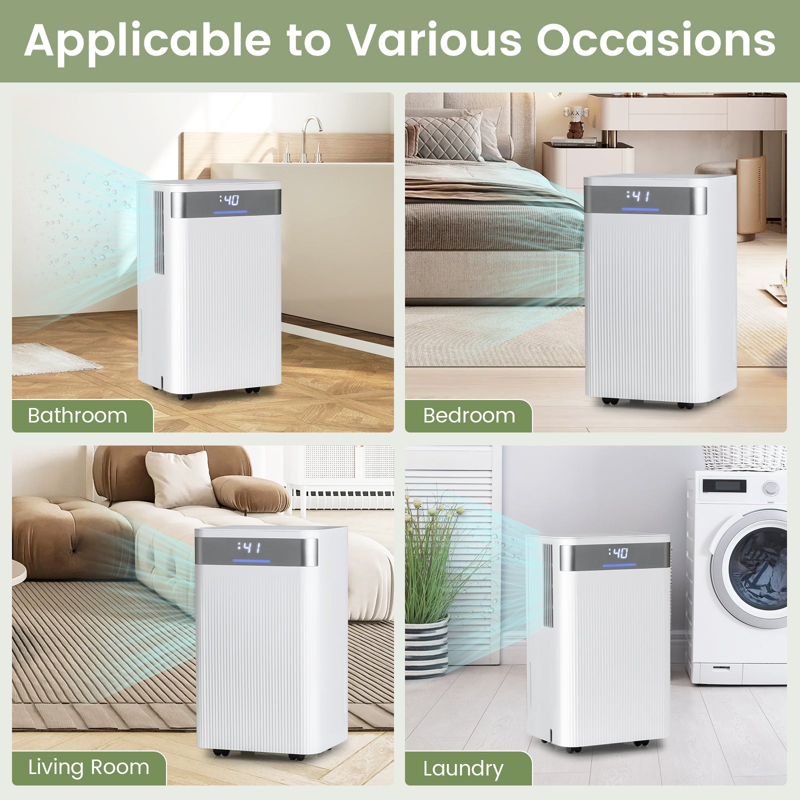 32 Pints 2000 Sq.ft Quiet Dehumidifier for Home with 3 Modes, White Dehumidifiers at Gallery Canada