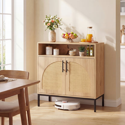 32" Sideboard Buffet Cabinet, 2 Rattan Doors, Adjustable Shelf, Natural Sideboards Cabinets & Buffets at Gallery Canada