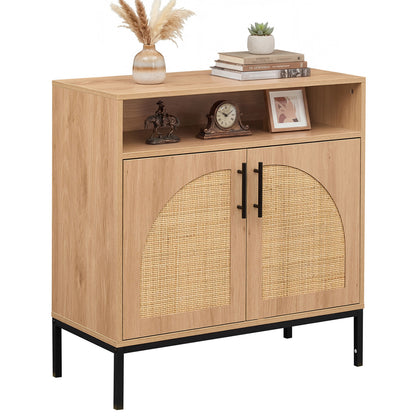 32" Sideboard Buffet Cabinet, 2 Rattan Doors, Adjustable Shelf, Natural Sideboards Cabinets & Buffets at Gallery Canada