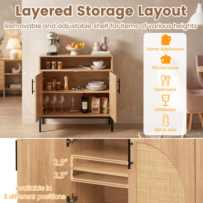 32" Sideboard Buffet Cabinet, 2 Rattan Doors, Adjustable Shelf, Natural Sideboards Cabinets & Buffets at Gallery Canada