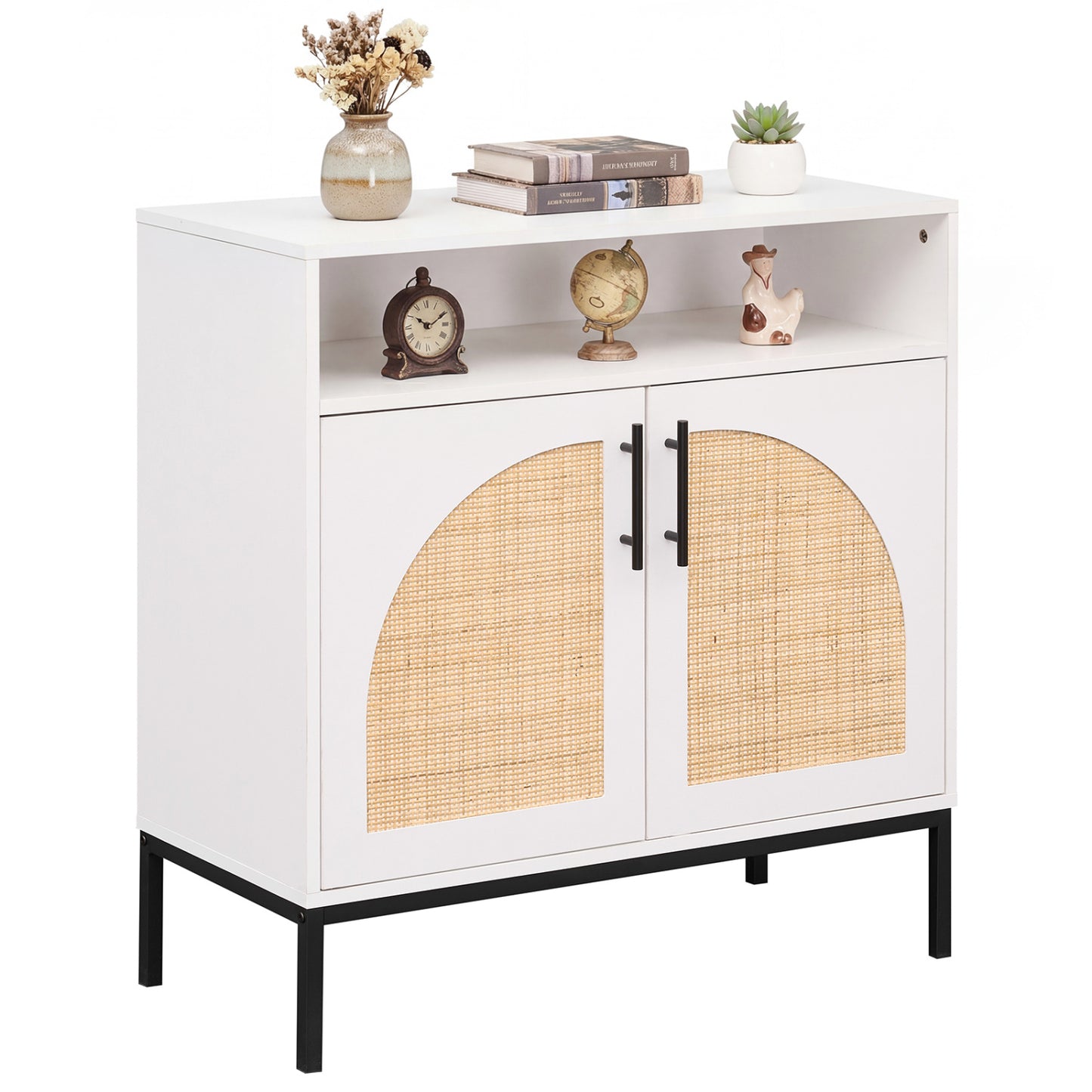 32" Sideboard Buffet Cabinet with Rattan Doors, White Sideboards Cabinets & Buffets at Gallery Canada