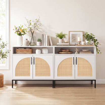 32" Sideboard Buffet Cabinet with Rattan Doors, White Sideboards Cabinets & Buffets at Gallery Canada