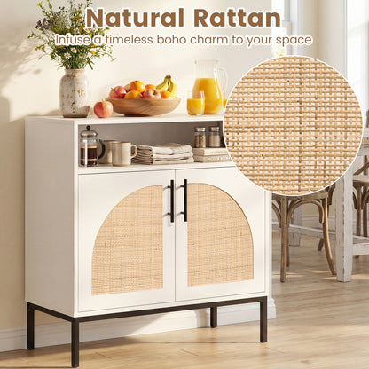32" Sideboard Buffet Cabinet with Rattan Doors, White Sideboards Cabinets & Buffets at Gallery Canada