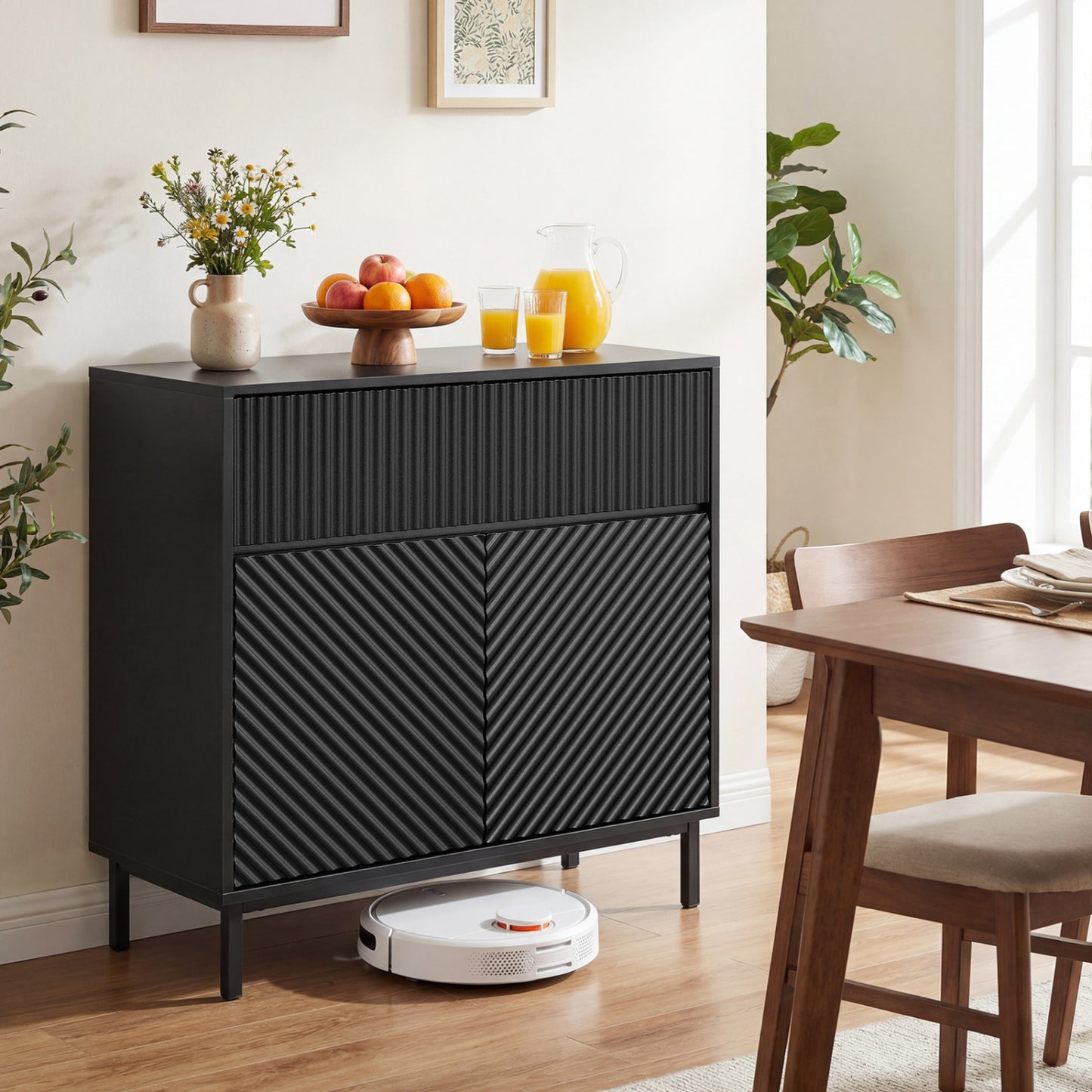 32" Wide Buffet Cabinet, 2 Doors, 1 Drawer, Black Sideboards Cabinets & Buffets at Gallery Canada