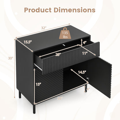 32" Wide Buffet Cabinet, 2 Doors, 1 Drawer, Black Sideboards Cabinets & Buffets at Gallery Canada