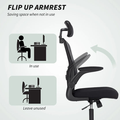 Ergonomic Office Chair, Mesh Desk Chair, Adjustable Headrest, Lumbar Support, Black Task Chairs at Gallery Canada