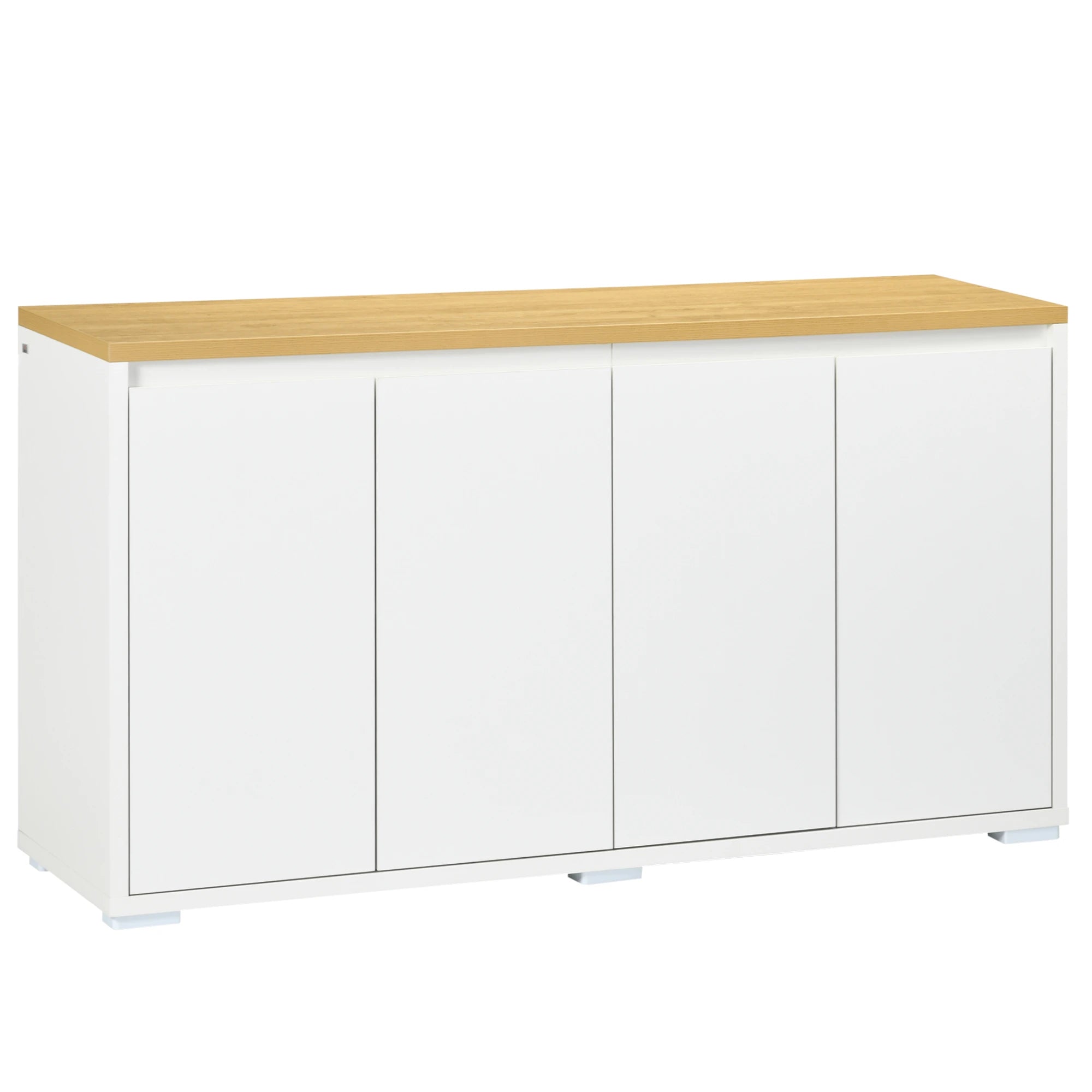 Sideboard Cabinet, Buffet Table, 2 Double Doors, Adjustable Shelves, White Bar Cabinets White, Natural at Gallery Canada