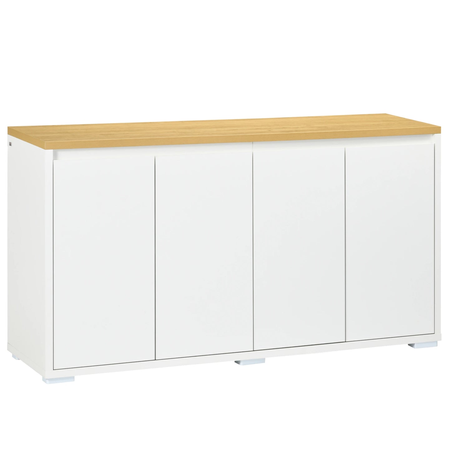 Sideboard Cabinet, Buffet Table, 2 Double Doors, Adjustable Shelves, White Bar Cabinets White, Natural at Gallery Canada