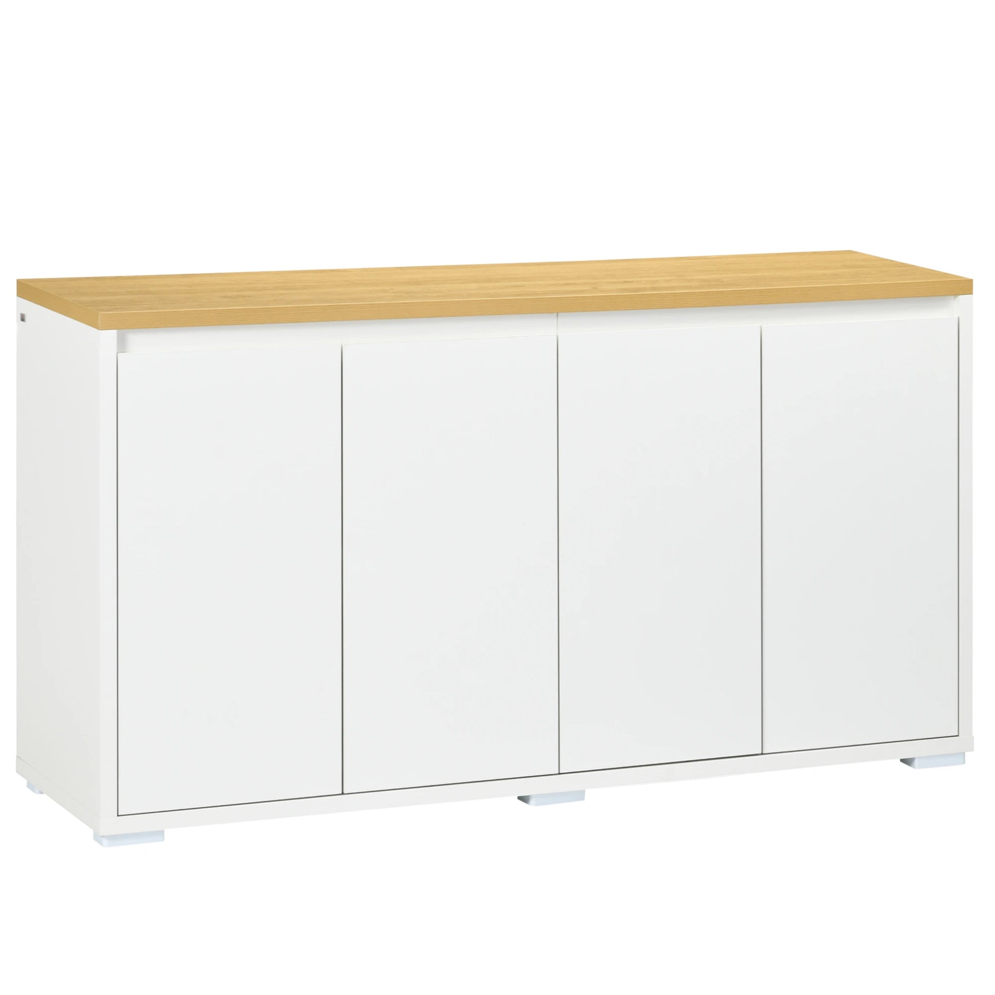 Sideboard Cabinet, Buffet Table, 2 Double Doors, Adjustable Shelves, White Bar Cabinets White, Natural at Gallery Canada