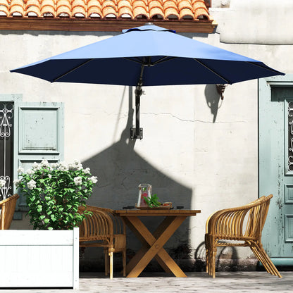 9.6 x 9.6 ft Wall Mounted Umbrella, Rotating Patio Parasol, Dark Blue Sun Umbrellas at Gallery Canada