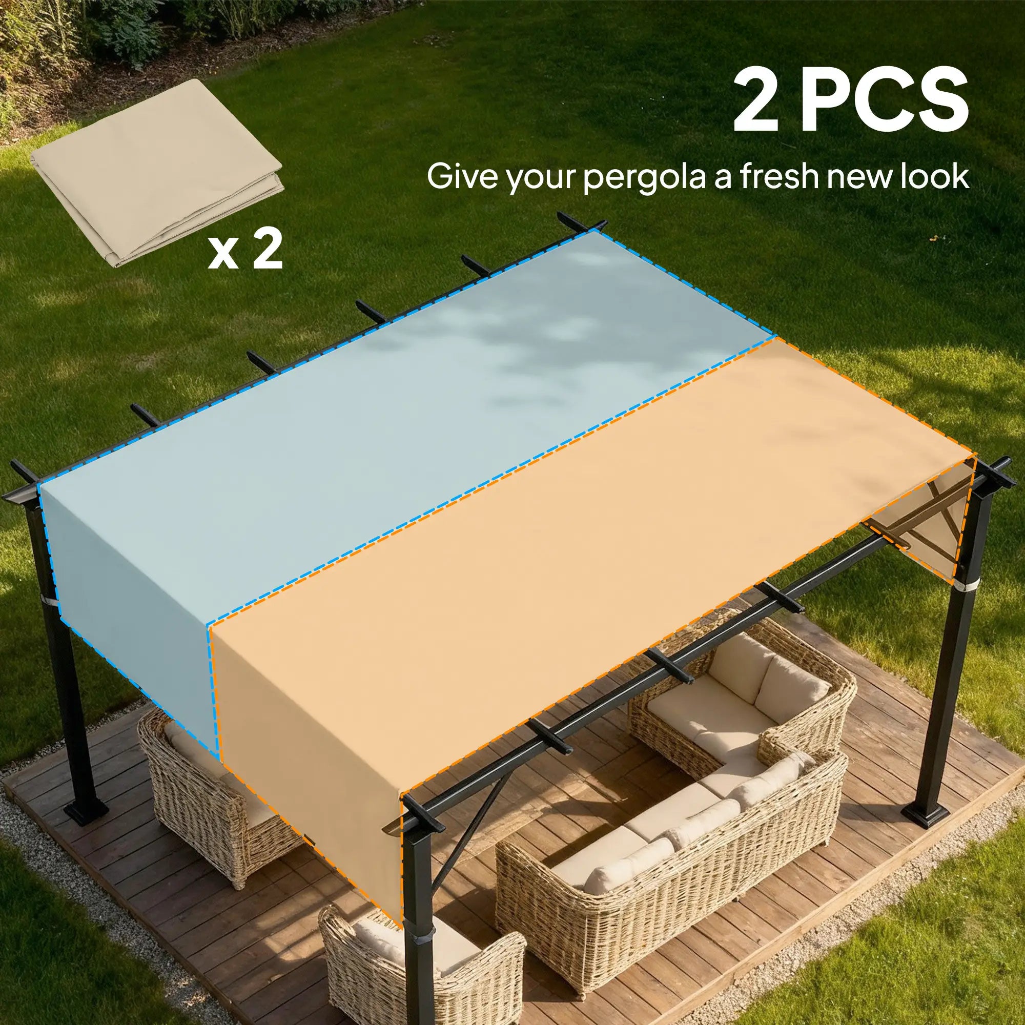 UV Protection Pergola Replacement Canopy, 10' x 11.8', Khaki Gazebo Canopy Replacement at Gallery Canada