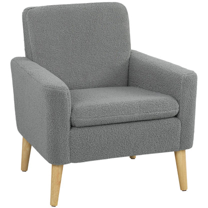 Modern Fabric Accent Chair, Upholstered Armchair with Wood Legs, Grey Accent Chairs Grey at Gallery Canada