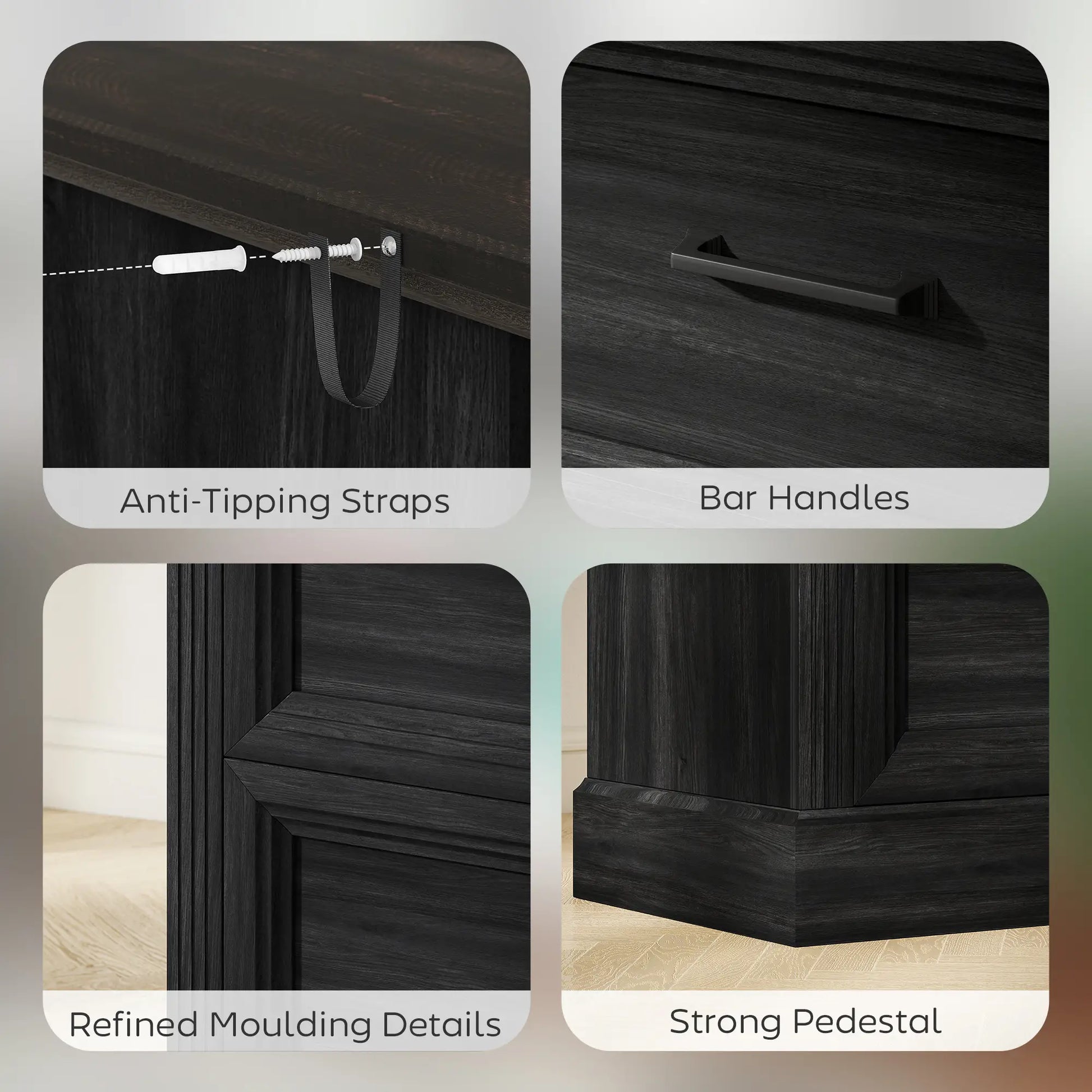 Lateral Filing Cabinet, 2 Silent Drawers, Letter A4 Legal Size, Black Office Cabinets & Cupboards at Gallery Canada