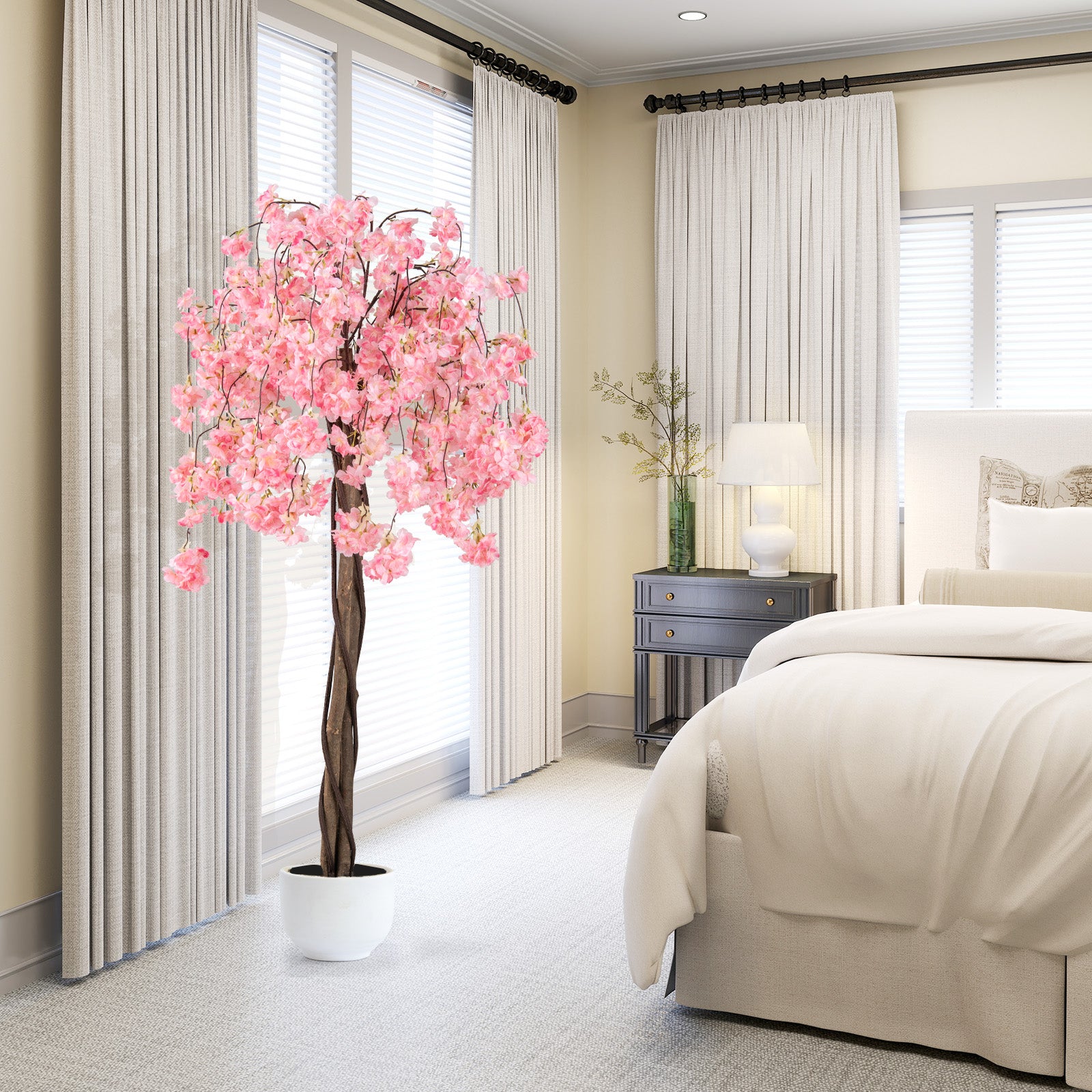 5.5 FT Tall Artificial Cherry Blossom Tree with Pink/White Flowers 1 Pack, Pink Faux Plants at Gallery Canada