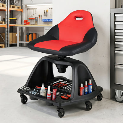 Garage Mechanic Stool Seat, 330 LBS Capacity, Red