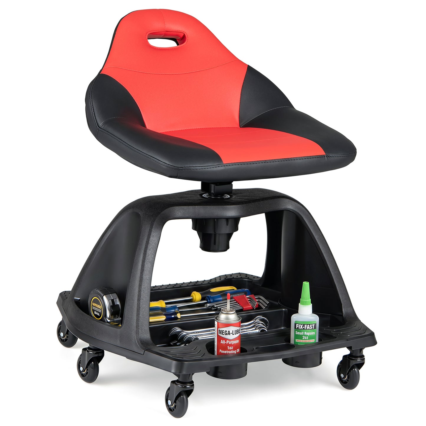 Garage Mechanic Stool Seat, 330 LBS Capacity, Red