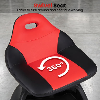 Garage Mechanic Stool Seat, 330 LBS Capacity, Red