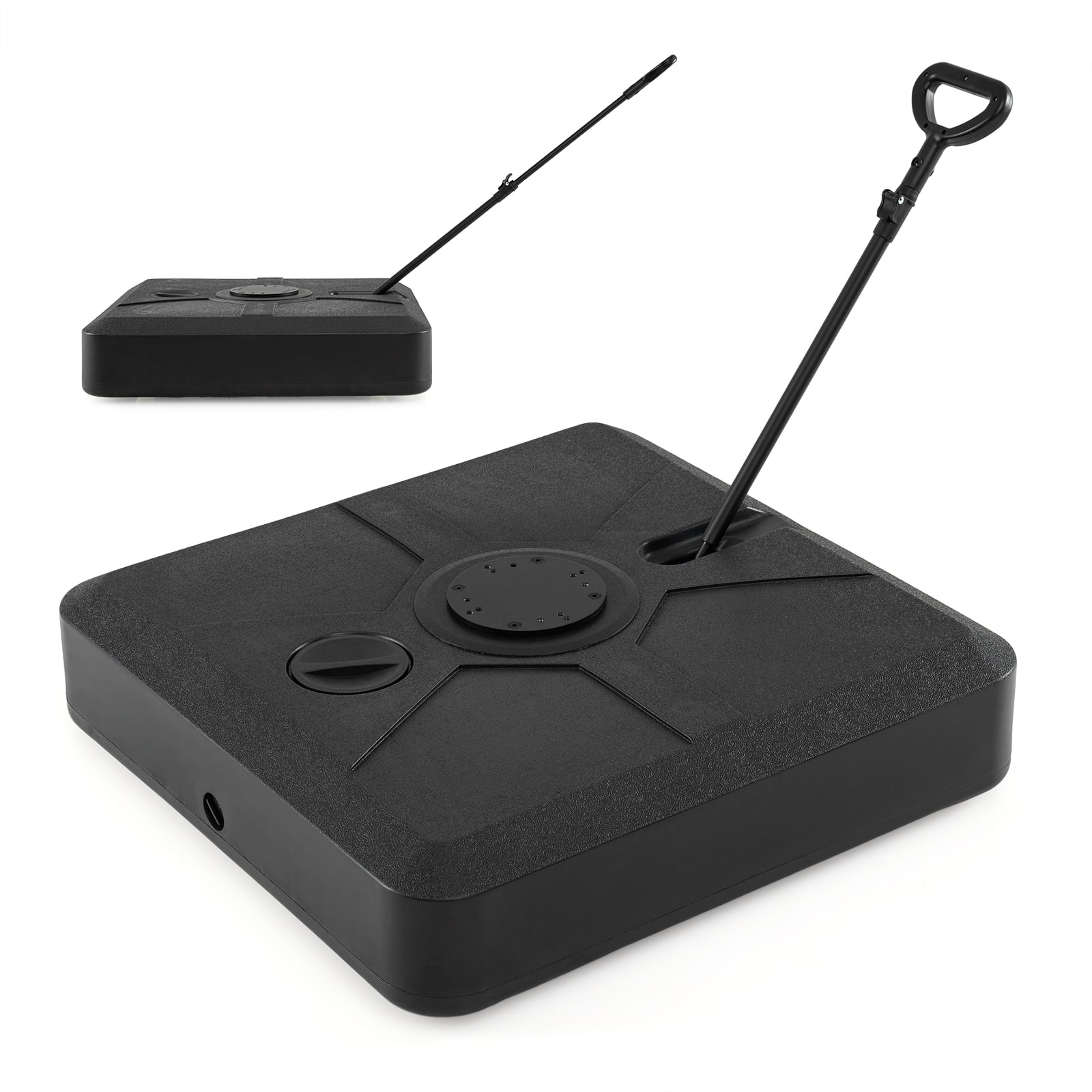 330 lbs Weighted Cantilever Umbrella Base, Wheels, Retractable Pull Rod, Black Outdoor Umbrella Bases Black at Gallery Canada