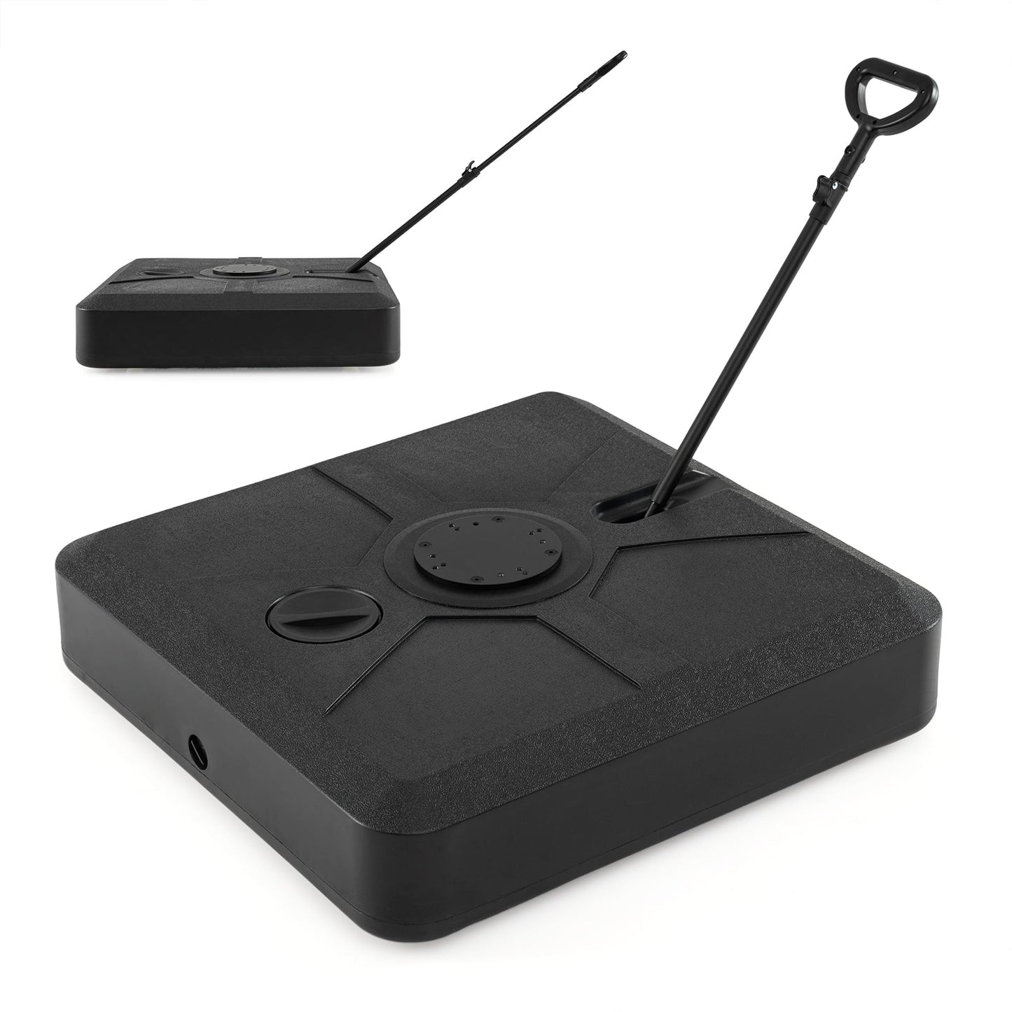 330 lbs Weighted Cantilever Umbrella Base, Wheels, Retractable Pull Rod, Black Outdoor Umbrella Bases Black at Gallery Canada