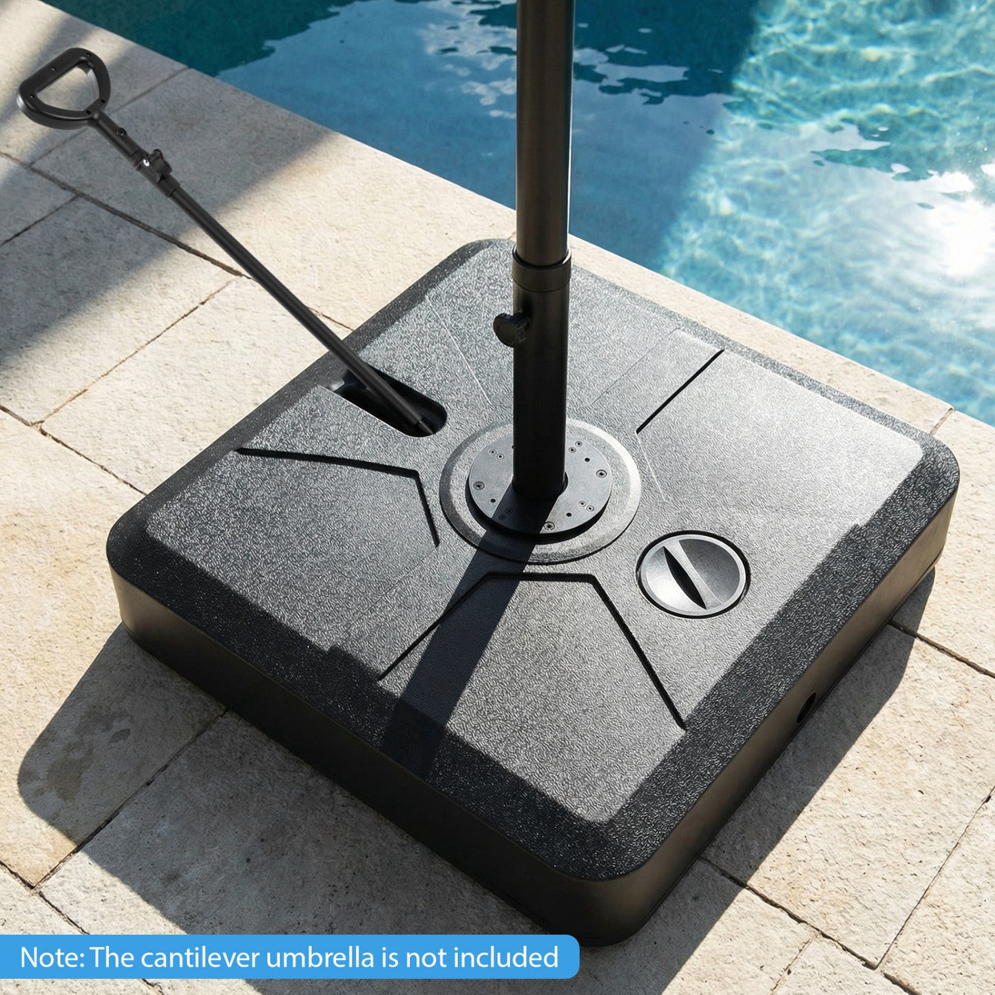 330 lbs Weighted Cantilever Umbrella Base, Wheels, Retractable Pull Rod, Black Outdoor Umbrella Bases at Gallery Canada