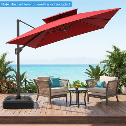 330 lbs Weighted Cantilever Umbrella Base, Wheels, Retractable Pull Rod, Black Outdoor Umbrella Bases at Gallery Canada