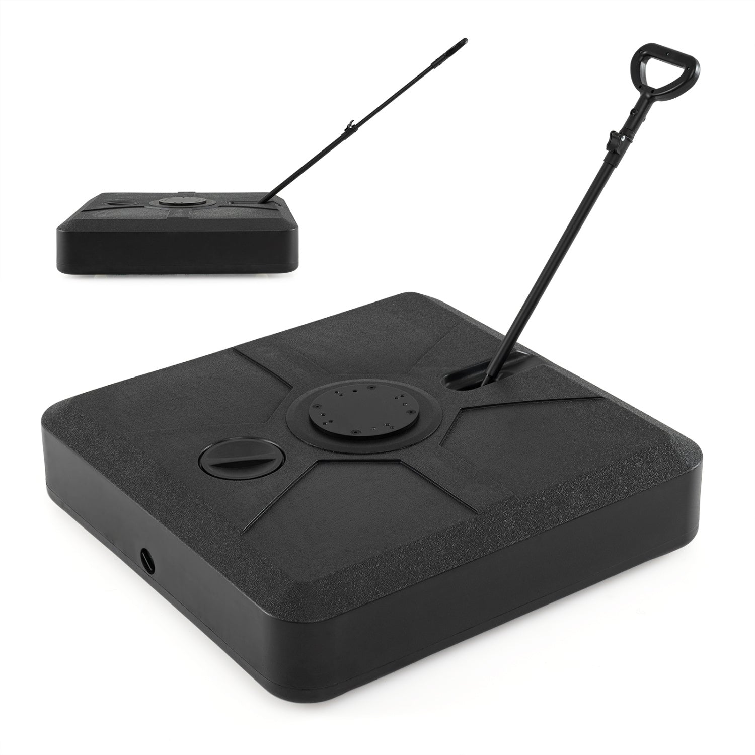 330 lbs Weighted Cantilever Umbrella Base, Wheels, Retractable Pull Rod, Black Outdoor Umbrella Bases Black at Gallery Canada