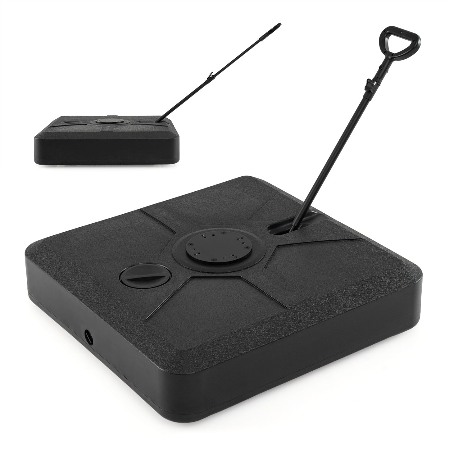 330 lbs Weighted Cantilever Umbrella Base, Wheels, Retractable Pull Rod, Black Outdoor Umbrella Bases Black at Gallery Canada