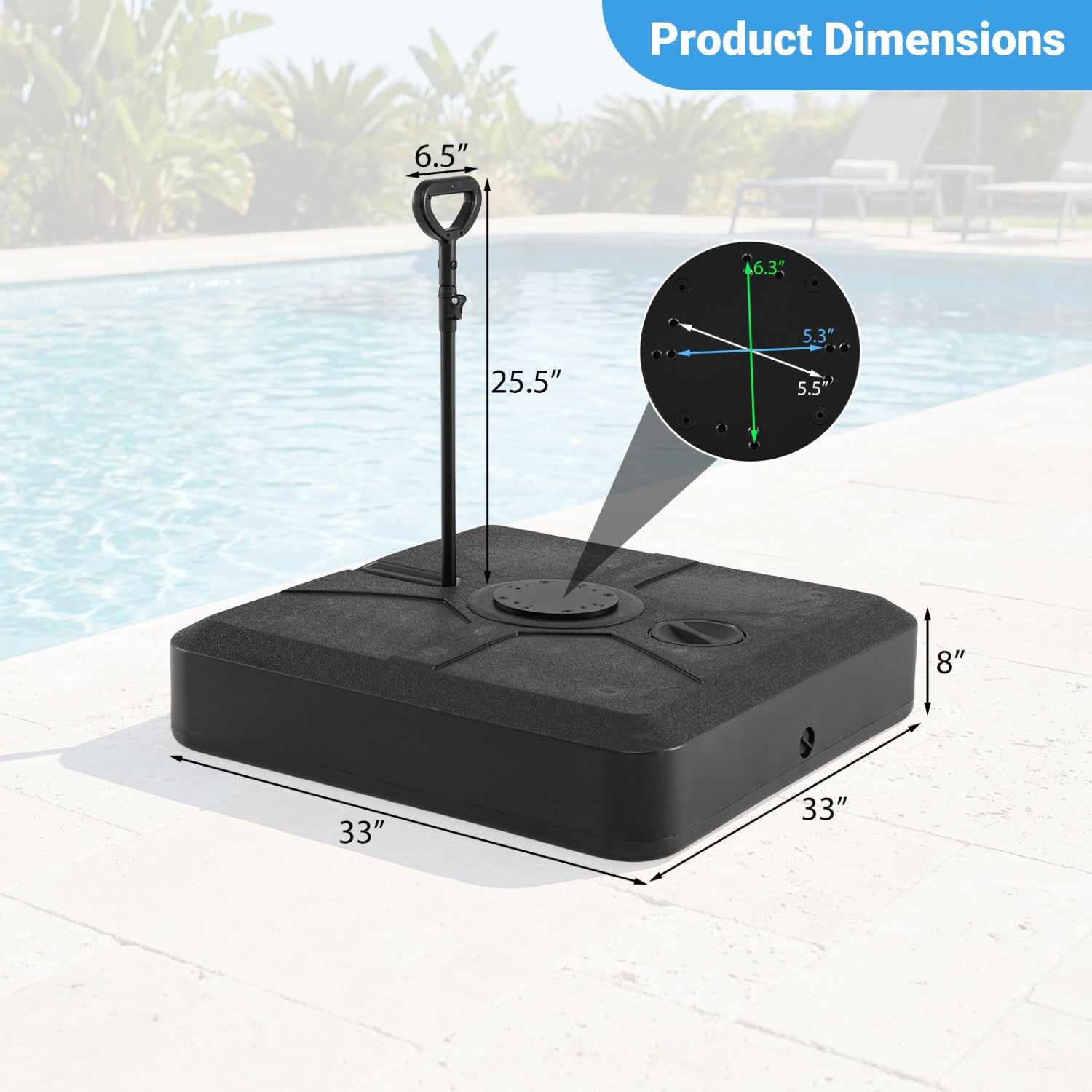 330 lbs Weighted Cantilever Umbrella Base, Wheels, Retractable Pull Rod, Black Outdoor Umbrella Bases at Gallery Canada