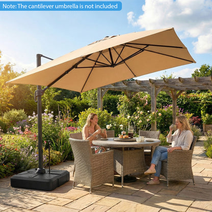 330 lbs Weighted Cantilever Umbrella Base, Wheels, Retractable Pull Rod, Black Outdoor Umbrella Bases at Gallery Canada