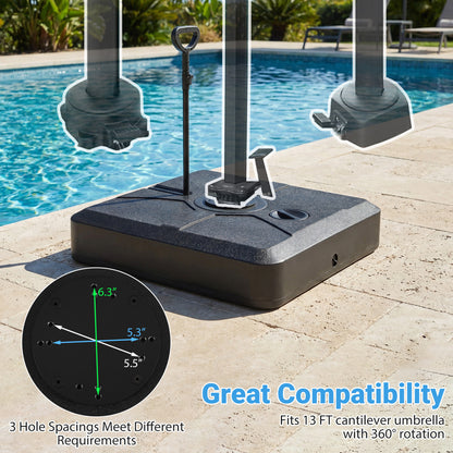 330 lbs Weighted Cantilever Umbrella Base, Wheels, Retractable Pull Rod, Black Outdoor Umbrella Bases at Gallery Canada