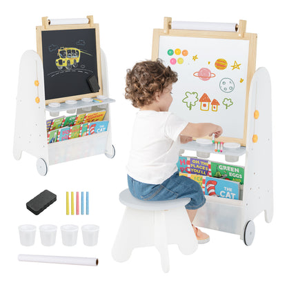 4-in-1 Toddler Activity Table Set with Magnetic Whiteboard and Chalk Board, Gray Art Easels at Gallery Canada