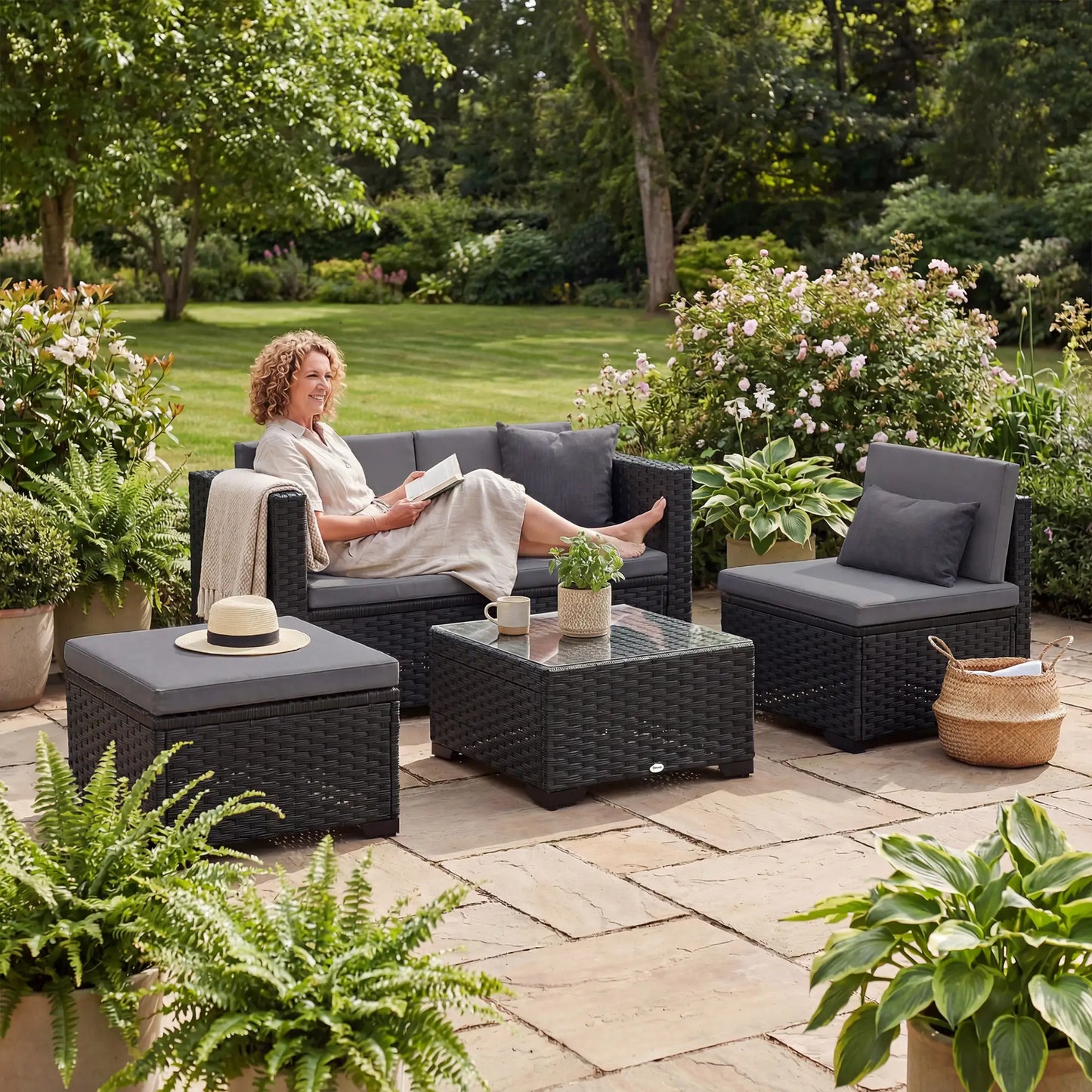 5 Piece Patio Furniture Set, L-Shape Sectional, Grey Patio Furniture Sets at Gallery Canada