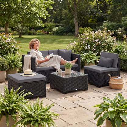 5 Piece Patio Furniture Set, L-Shape Sectional, Grey Patio Furniture Sets at Gallery Canada