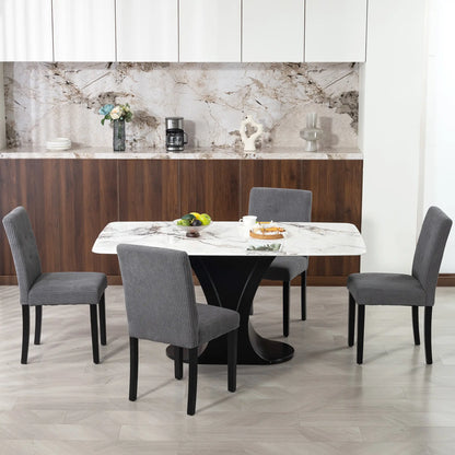 Modern Dining Chairs Set of 4, Rubberwood Legs, Padded Seat, Dark Grey Dining Chairs at Gallery Canada