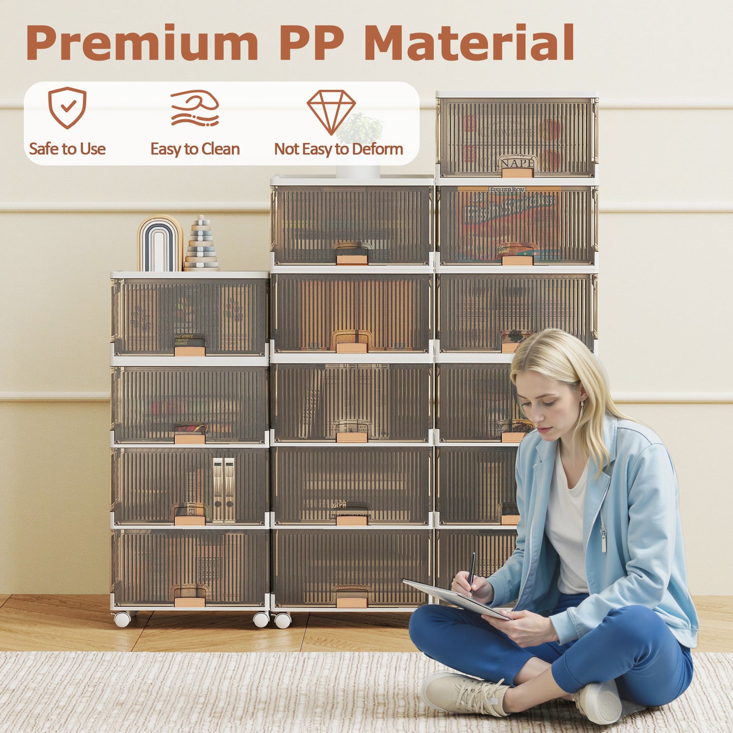 3/4/5/6-Cube Stackable Storage Bins with Detachable Wheels-6 Cube, White Shoe Racks & Storage Benches at Gallery Canada