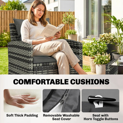 4 Piece Wicker Patio Furniture Set, Loveseat, Chairs, Table, Dark Grey Patio Furniture Sets at Gallery Canada