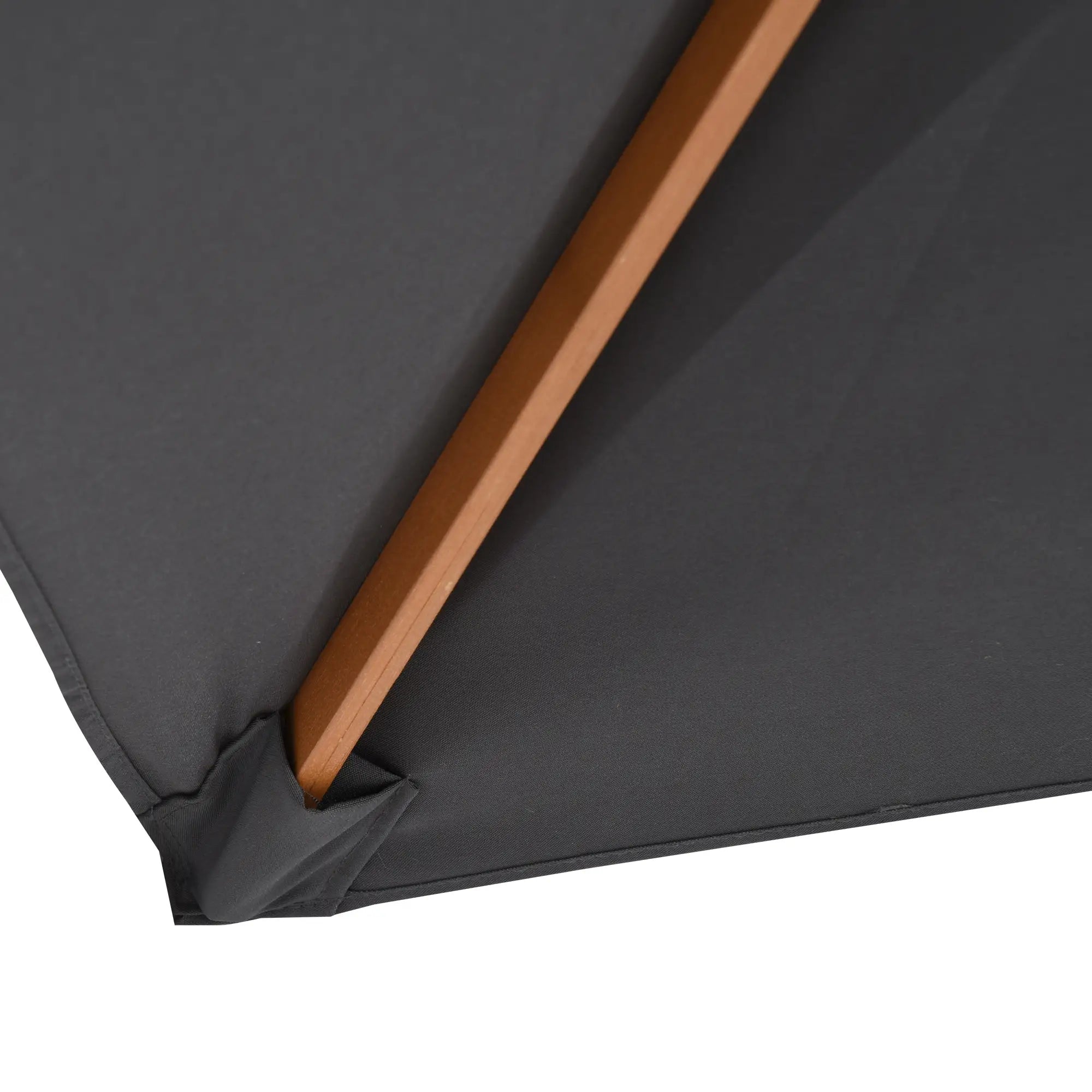 7' x 10' Dark Grey Wooden Patio Umbrella, Outdoor Sunshade Canopy, Dark Grey Sun Umbrellas at Gallery Canada
