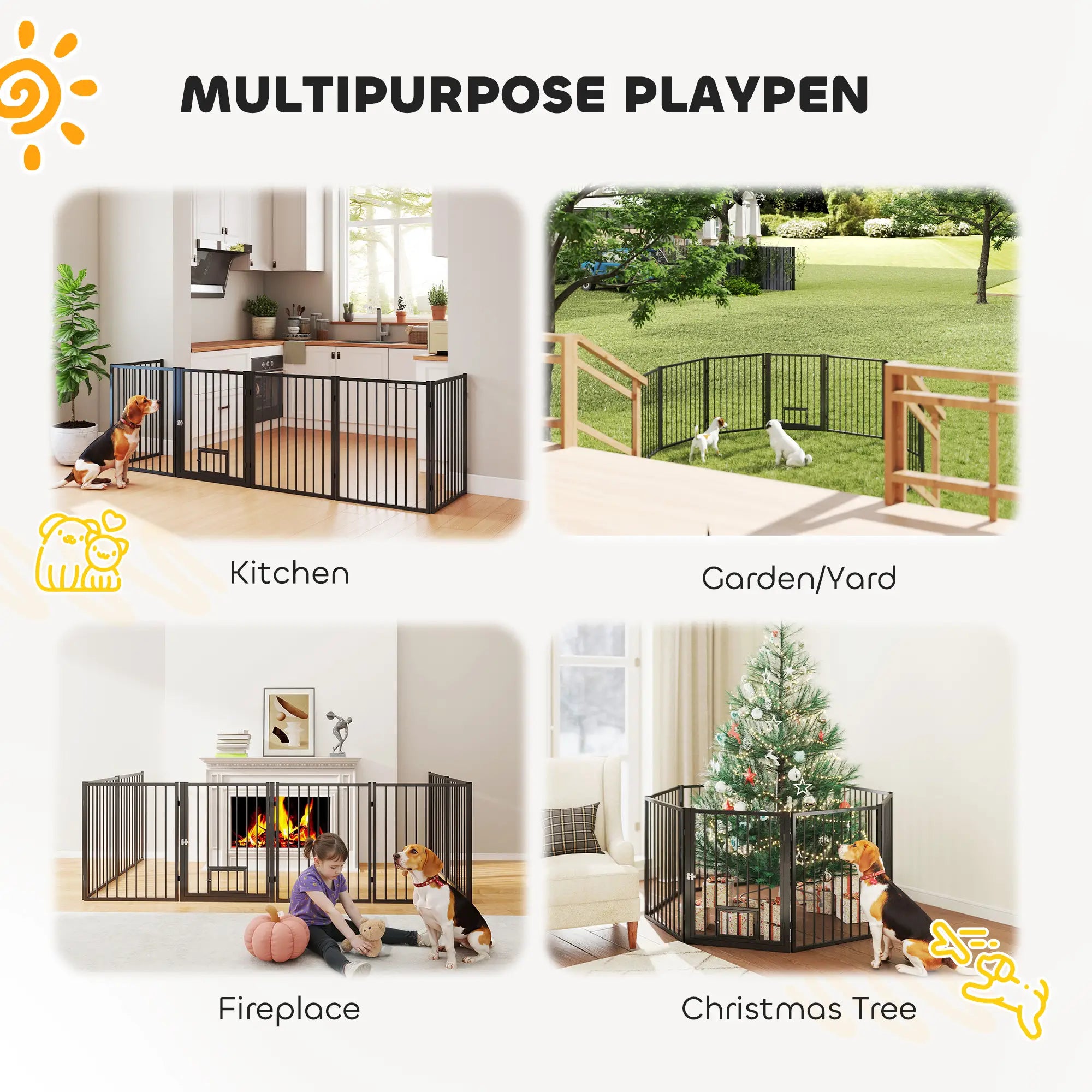 8 Panels Dog Playpen, Foldable Portable, Small Medium Dogs, 30