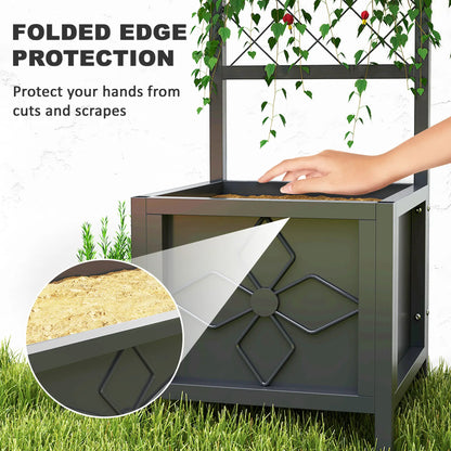 Galvanized Raised Garden Bed, Metal Planter Box with Trellis, Drainage Holes Raised Garden Beds at Gallery Canada