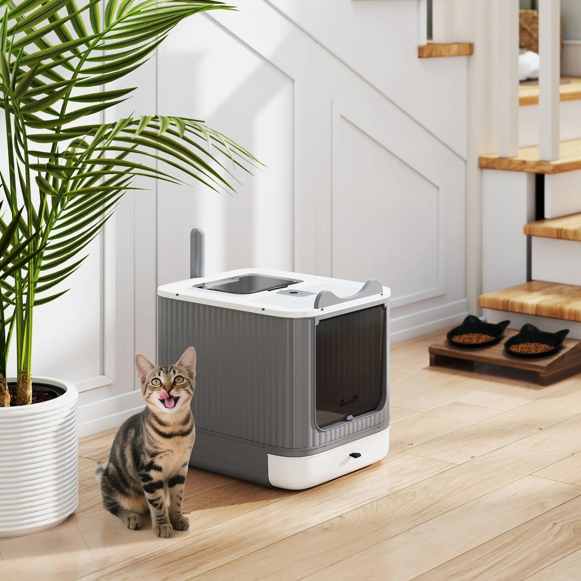 Enclosed Kitty Litter Box With Lid, Front-Entry, Top-Exit, Scoop, Deodorizer Bag, Medium, White Cat Litter Box Enclosures at Gallery Canada