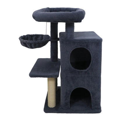 33.5 Inch Cute Kitten Tower with 2-Tier Condo and Padded Top Perch, Dark Gray Cat Trees Condos & Scratchers at Gallery Canada