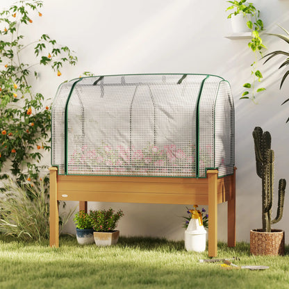 Raised Garden Bed, Wood Planter Box, PE Greenhouse Cover, Outdoor Elevated Elevated Garden Beds at Gallery Canada