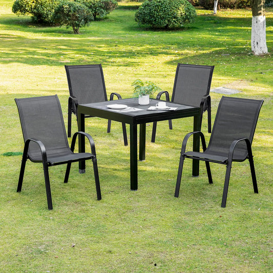 4-Piece Outdoor Dining Chair With Armrests, Black Patio Chairs Black at Gallery Canada