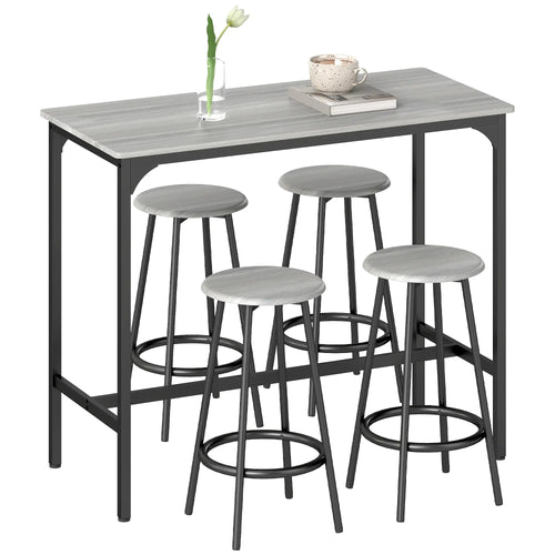 5-Piece Counter Height Bar Table and Chairs, Dining Table and Chairs Set for 4, Pub Table and Chairs